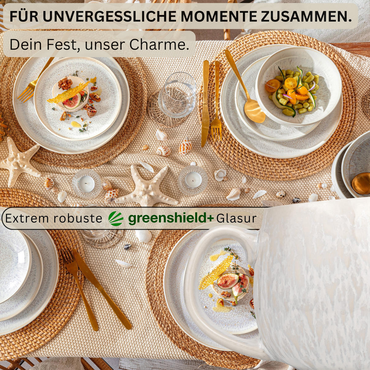 CAPPUCCINOBECHER SET KORFU - 4 teilig aus Steingut - Creme, Keramik (8.5/9.5/8.5cm) - Sänger