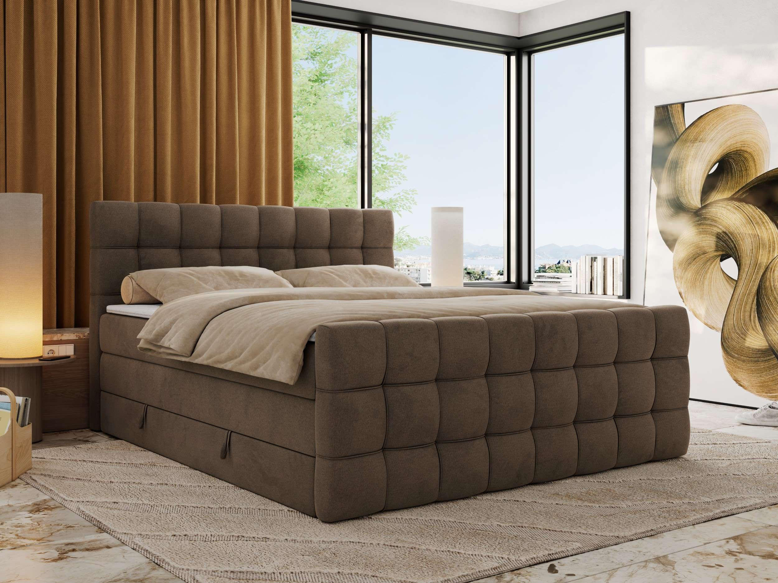 BOXSPRINGBETT ALTIVO KING DUO 120/200 - Braun Velvet - H4 - Braun, Textil (120/200cm) - MKS