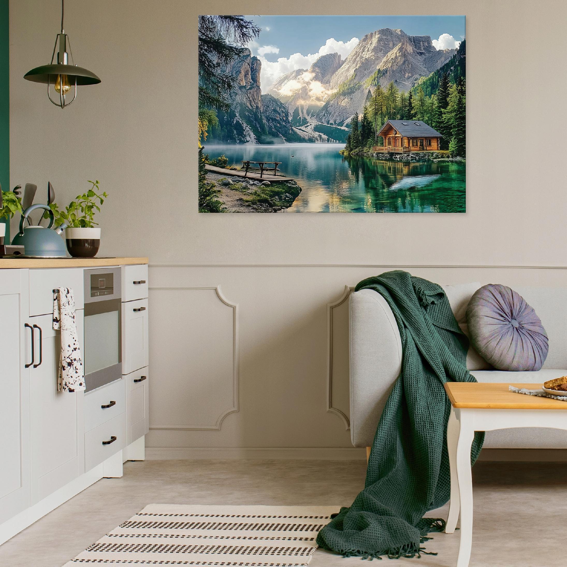 LEINWANDBILD Berge Natur Modern 100x70 - Multicolor, Holzwerkstoff (100/70cm) - Wallarena