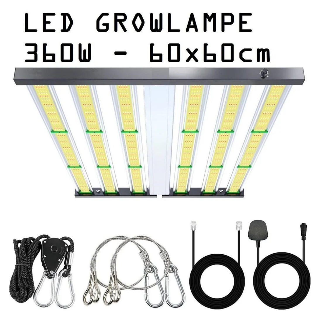 WACHSTUMSLAMPE PB360 Schwarz 360 W, Vollspektrum, dimmbar, LED Pflanzenlampe, Indoor Grow Light, Pflanzenbeleuchtung, Zimmerpflanzen, Gewächshaus - Goldfarben/Schwarz, Metall (30/10/30cm) - JUNG