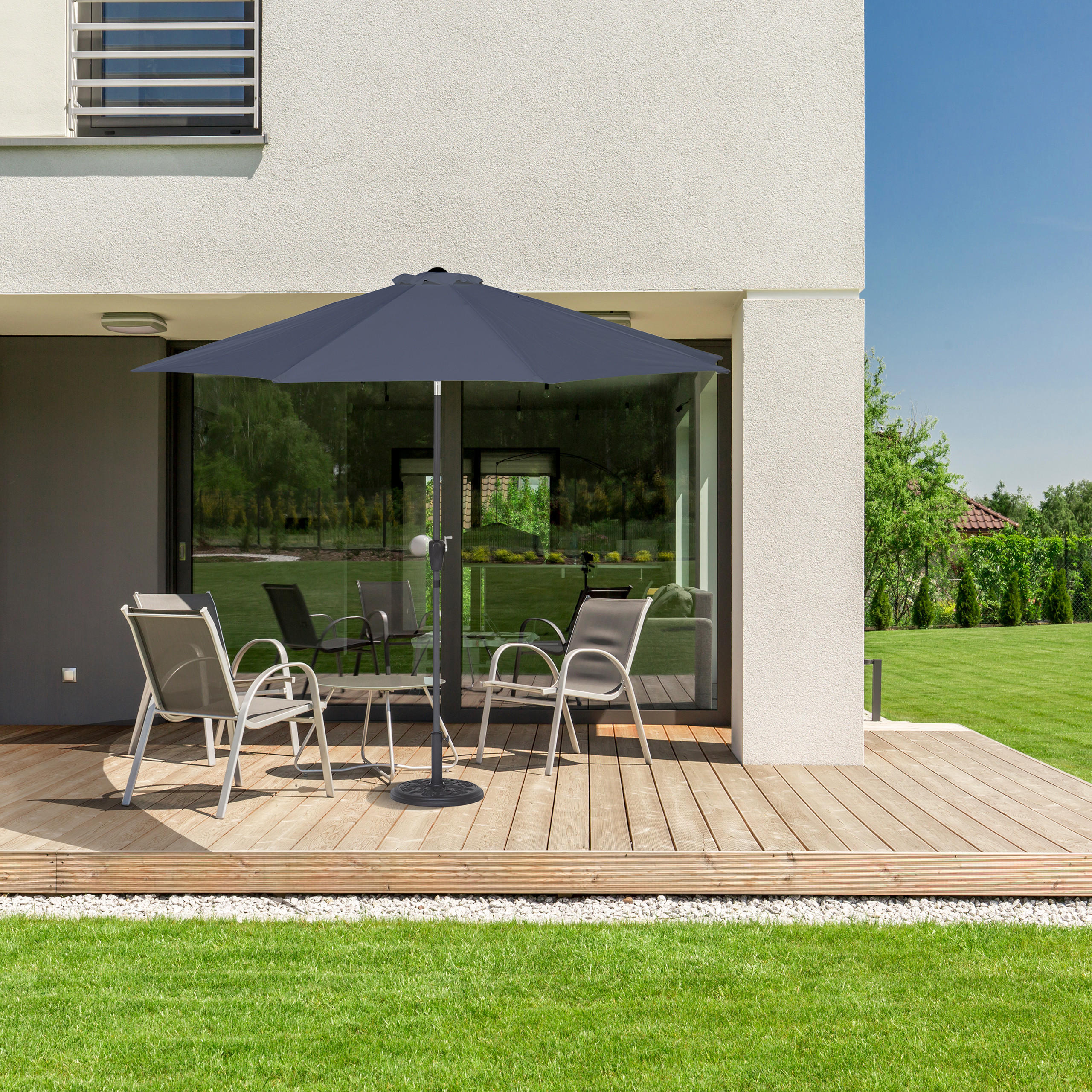 SONNENSCHIRM - Anthrazit, Textil/Metall (300/300cm) - Relaxdays