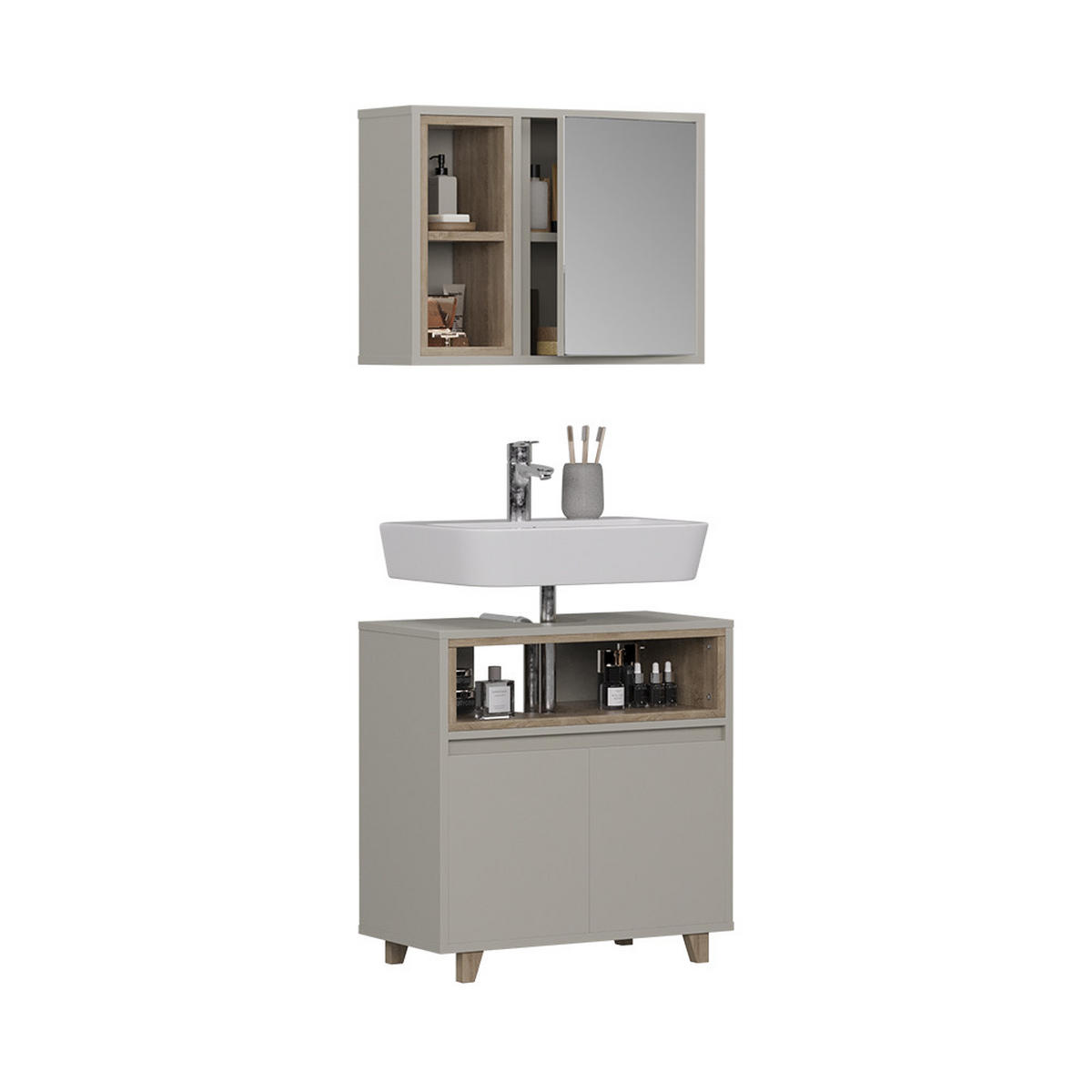 KOUPELNOVÝ NÁBYTEK Elnor Greige/Dub - šedobéžová/barva dubu, kompozitní dřevo (60/61/30cm) - Vicco