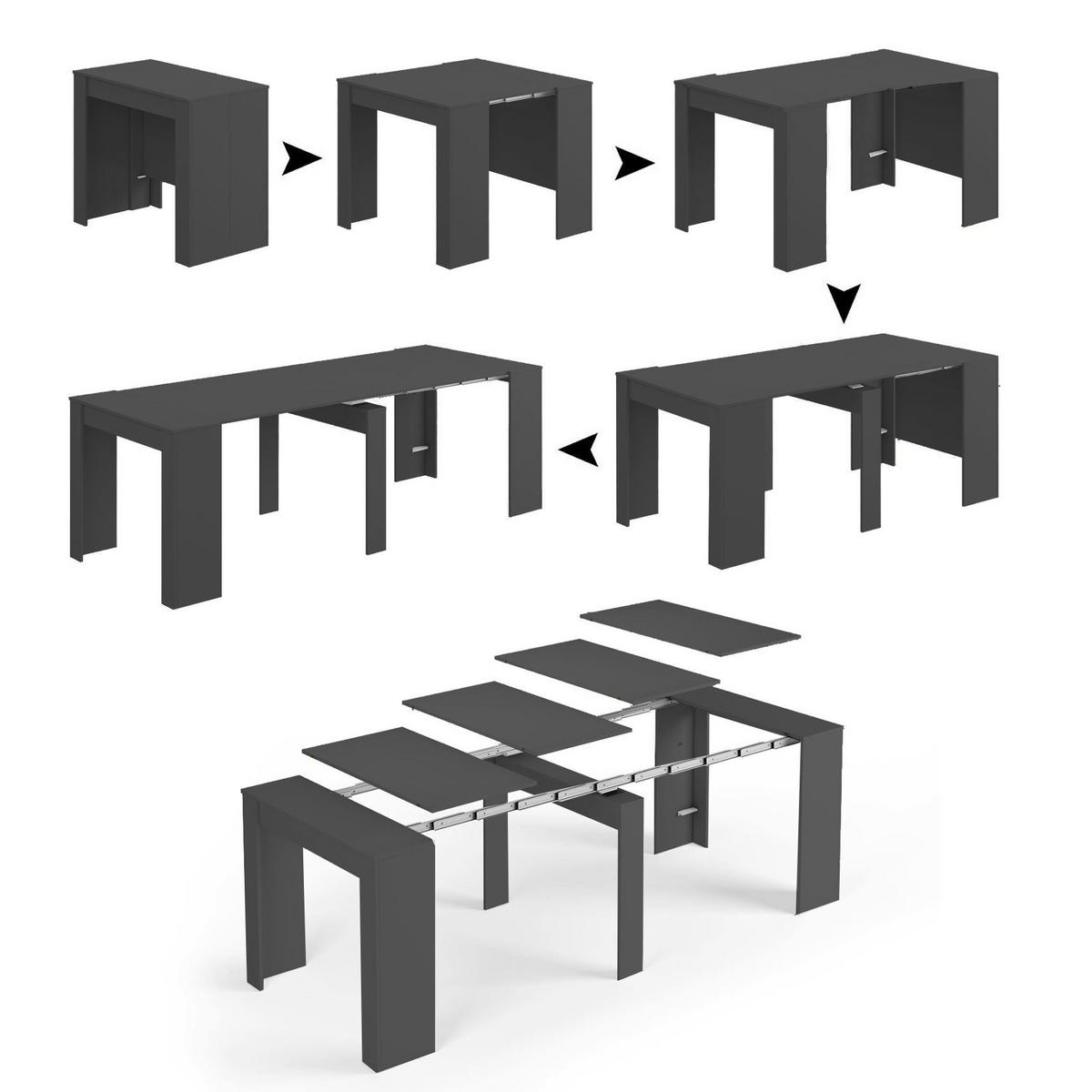 TISCH Ausziehbar Anthrazit 51/90/78 cm - Schwarz, Holzwerkstoff (90/78/51cm) - DMORA