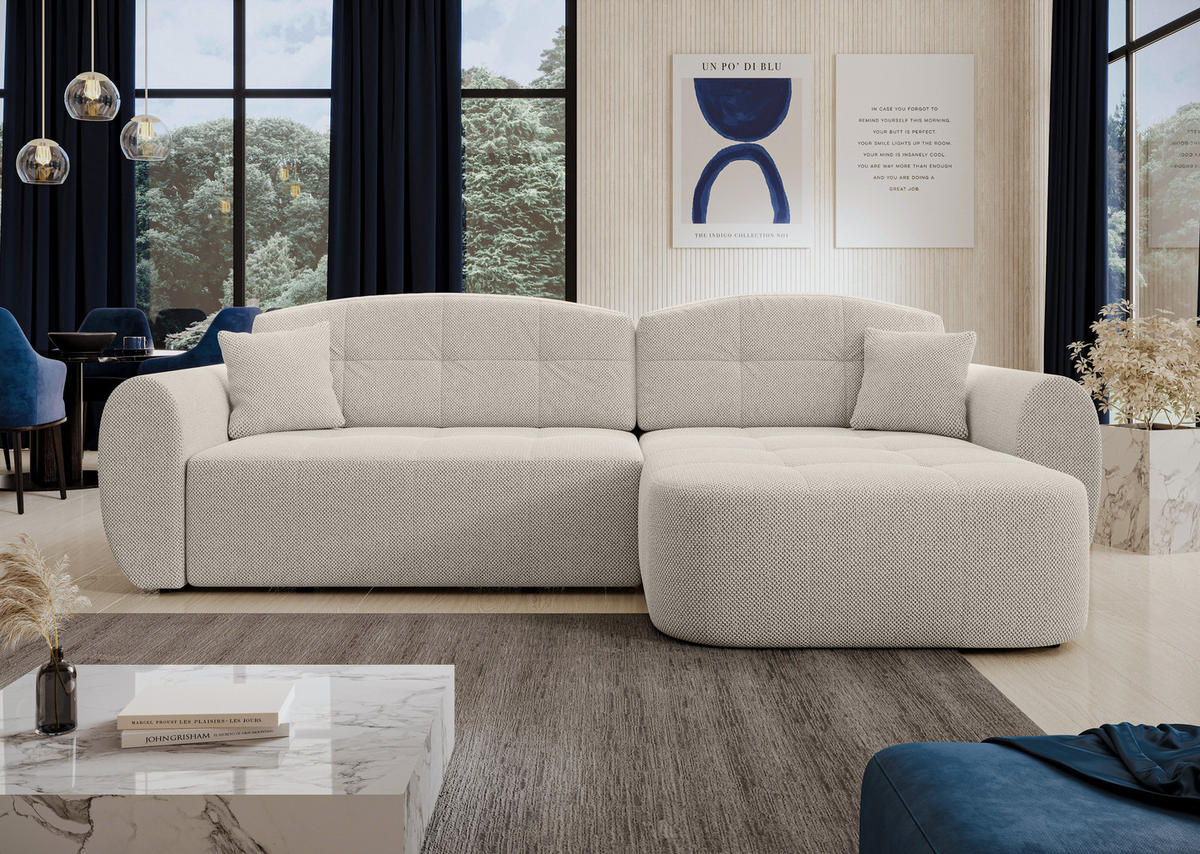 ECKSOFA L Form Nubio Beige 282/170/91 cm – modernes Sofa fürs Wohnzimmer - Beige/Schwarz, Kunststoff/Textil (282/170cm) - AX Living