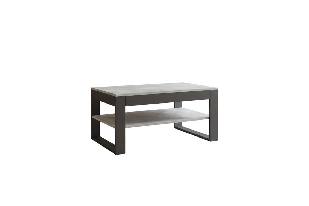 COUCHTISCH rechteckig Beton Schwarz matt 90/60/50 cm - Hellgrau/Schwarz, Holzwerkstoff (60/90/50cm) - designimpex