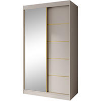 SCHWEBETÜRENSCHRANK Marika Lux, 2-Türig, mit Schubladen, Kaschmir+Gold, 120 cm - Kaschmir/Goldfarben, Holzwerkstoff (120/216/61cm) - Beautysofa