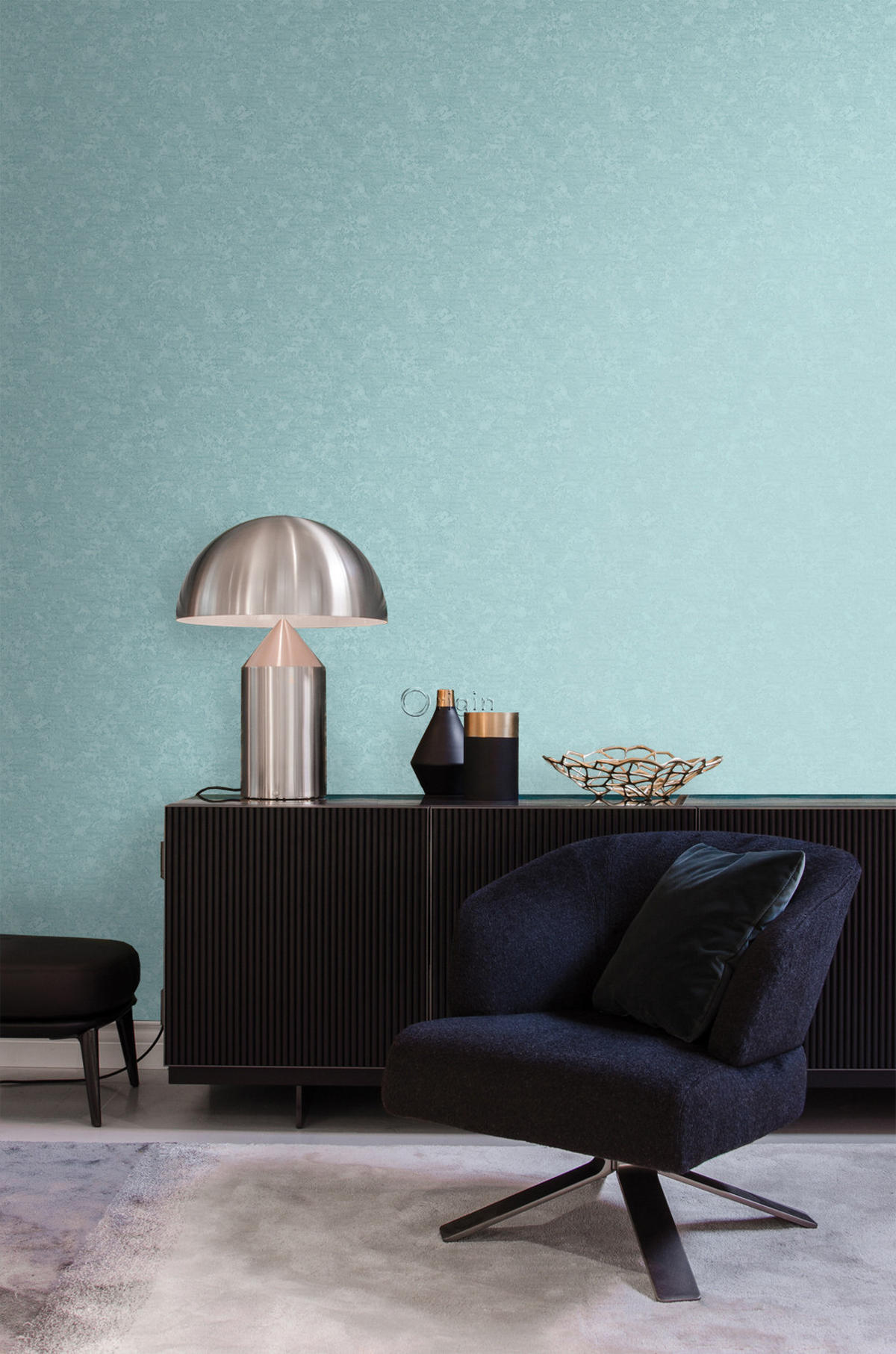 TAPETE Uni 53 cm x 10.05 m - Türkis, Papier (53/1000cm) - Origin Wallcoverings