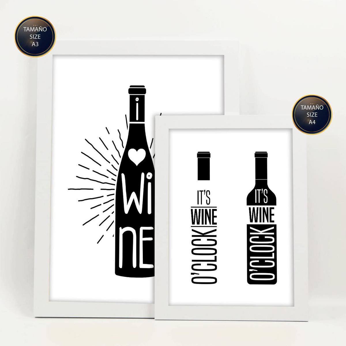 POSTER Set Mit 6 Weinästhetik Größe A3 & A4 Weißer Rahmen - Weiß, Papier (29.7/1cm) - Nacnic