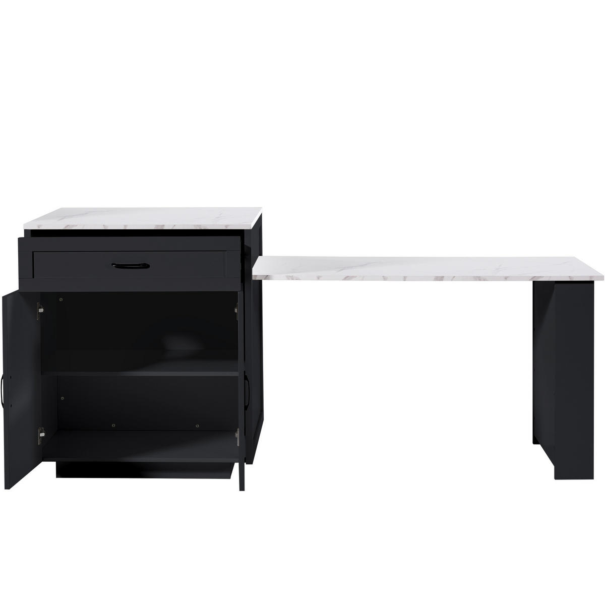 BARTISCH DE-41230 133-202/70/93,5 cm mit ausziehbarer Tischplatte und Stauraum Schwarz - Schwarz, Holzwerkstoff (133/93.5/70cm) - ComfortXL