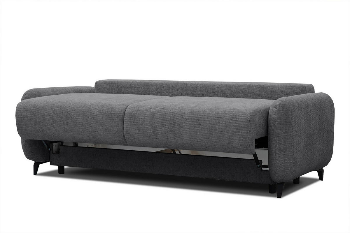 SOFA DRAKE 3-Sitzer mit Schlaffunktion, dunkelgrau - Dunkelgrau/Braun, Holz/Textil (232/90/107cm) - Courtois Laville