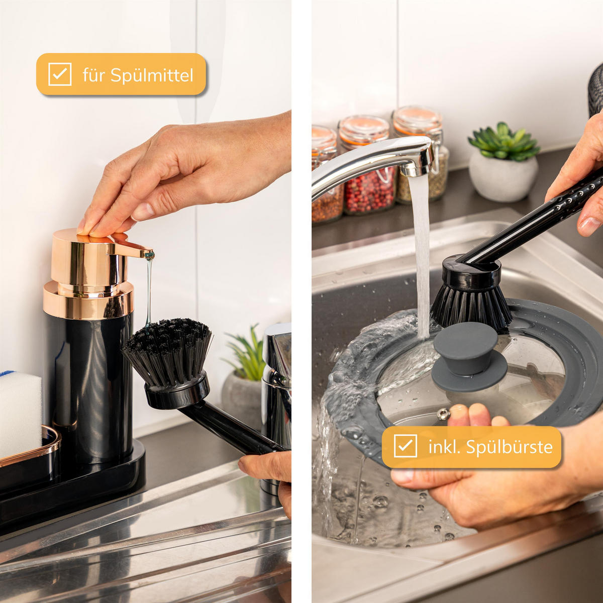 SPÜL-SET, schwarz - Schwarz, Kunststoff (20/8.5/8.5cm) - bremermann