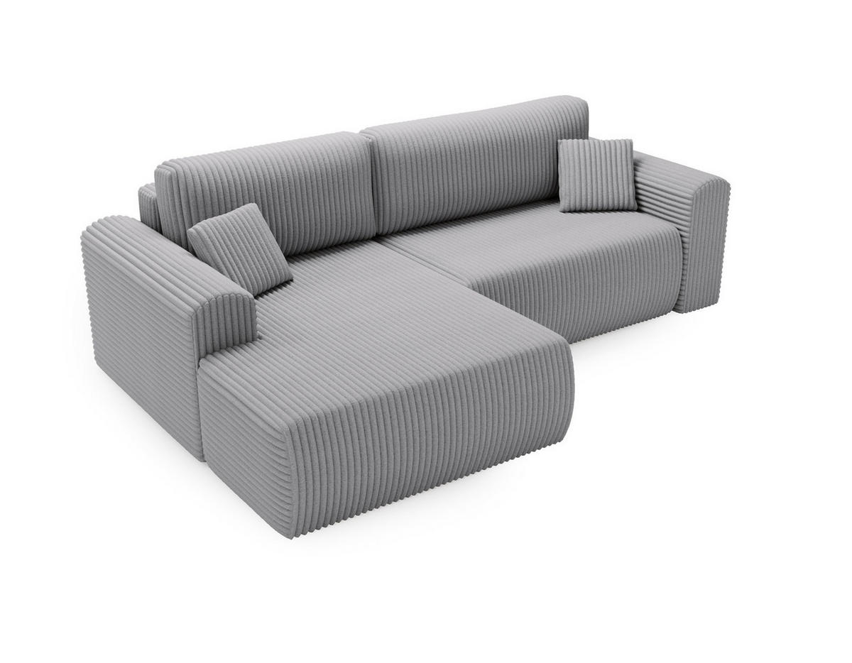 ECKSOFA Linea Hellgrau, Sofa mit Schlaffunktion, linke seite - Hellgrau, Holzwerkstoff/Textil (257/177cm) - Bettso