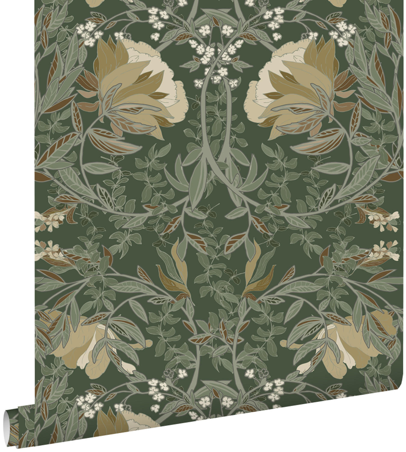 TAPETE Blumenmuster im Jugendstil 53 cm x 10.05 m - Grün, Papier (53/1000cm) - ESTAhome