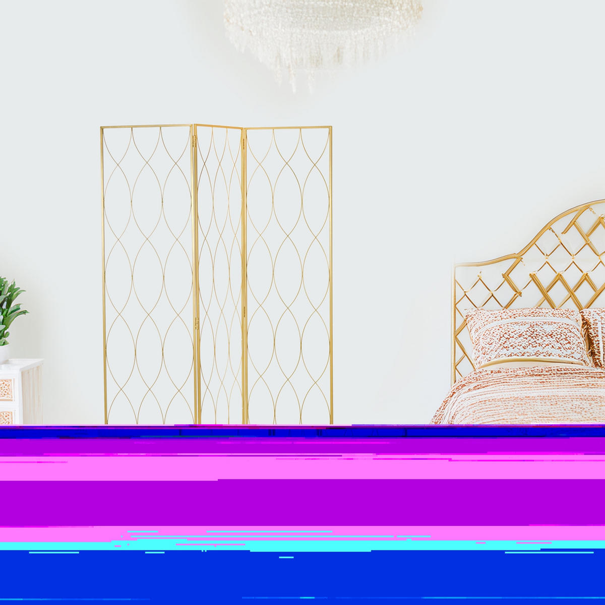 RAUMTEILER Lounge, 3tlg. Metall, Eisen gold - Goldfarben, Metall (120/170/1cm) - CREEDWOOD