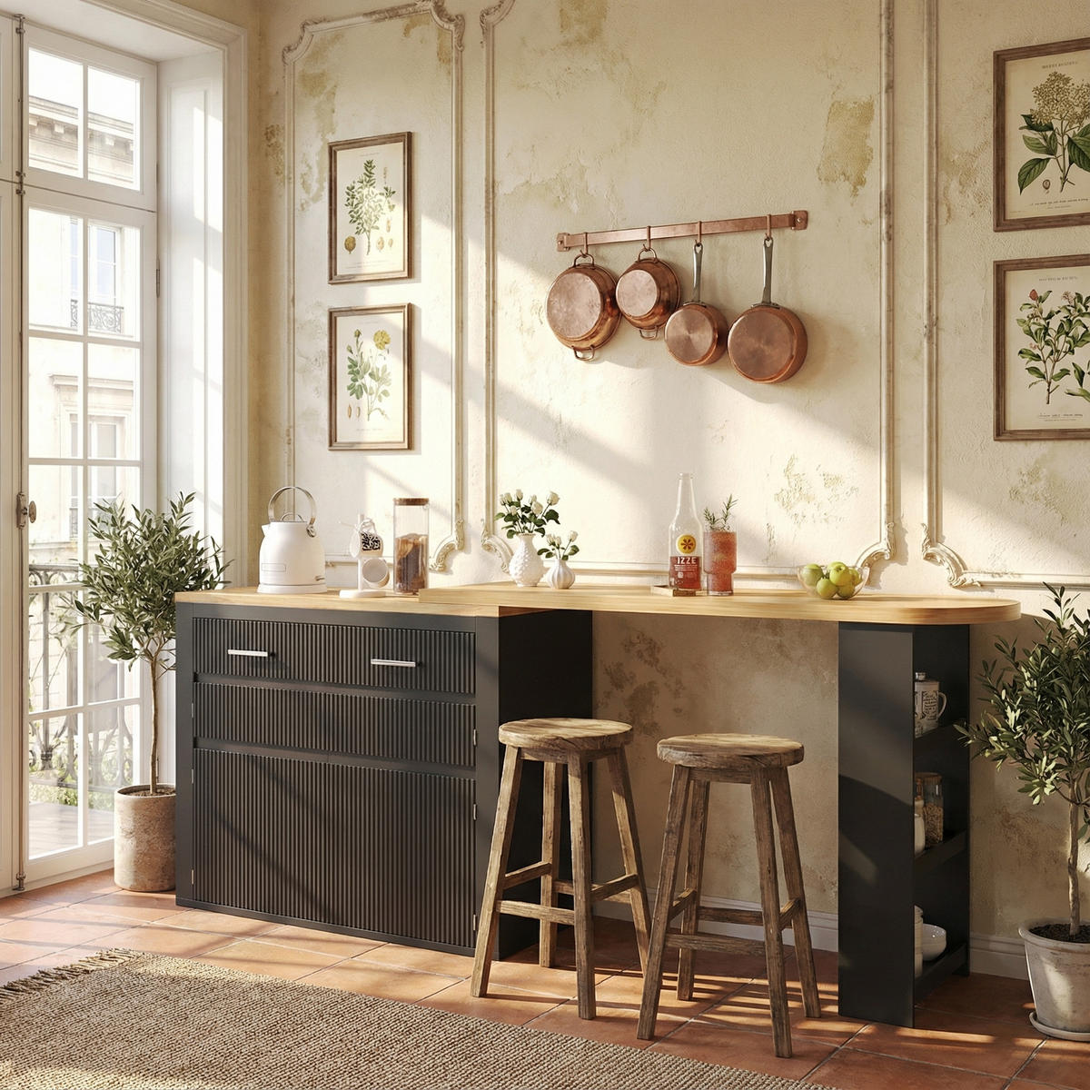 BARTISCH ausziehbar (137-215 cm) in Schwarz - Schwarz, Holzwerkstoff (39/215/102cm) - Urban Meuble