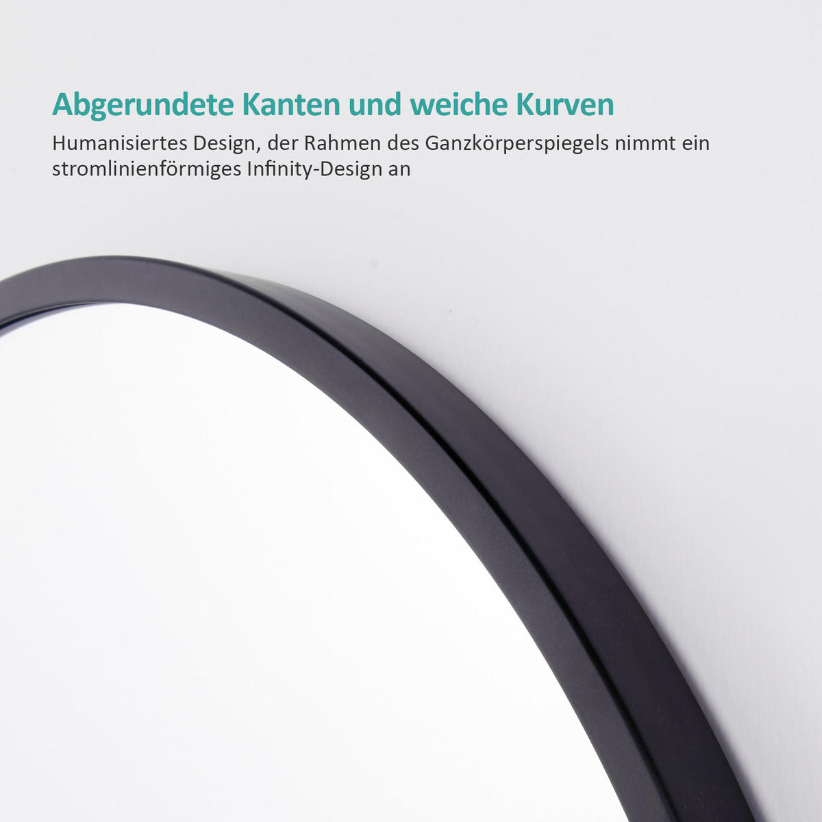 STANDSPIEGEL mit Rahmen Gehärteter Silberspiegel Schwarz 140/40 cm - Schwarz, Glas/Metall (40/147/140cm) - EMKE