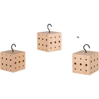 INSEKTENHOTEL klein aus Buche-Holz, 3er Set, hängend - Braun, Holz (8.3/12.2/8.3cm) - WONDERMAKE