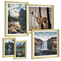 BILDER SET 5er Set - 50x50 cm & 20x30 cm & 40x60 cm Goldrahmen - Blumenarrangements in Vasen - Goldfarben, Kunststoff (40/60cm) - TULUP