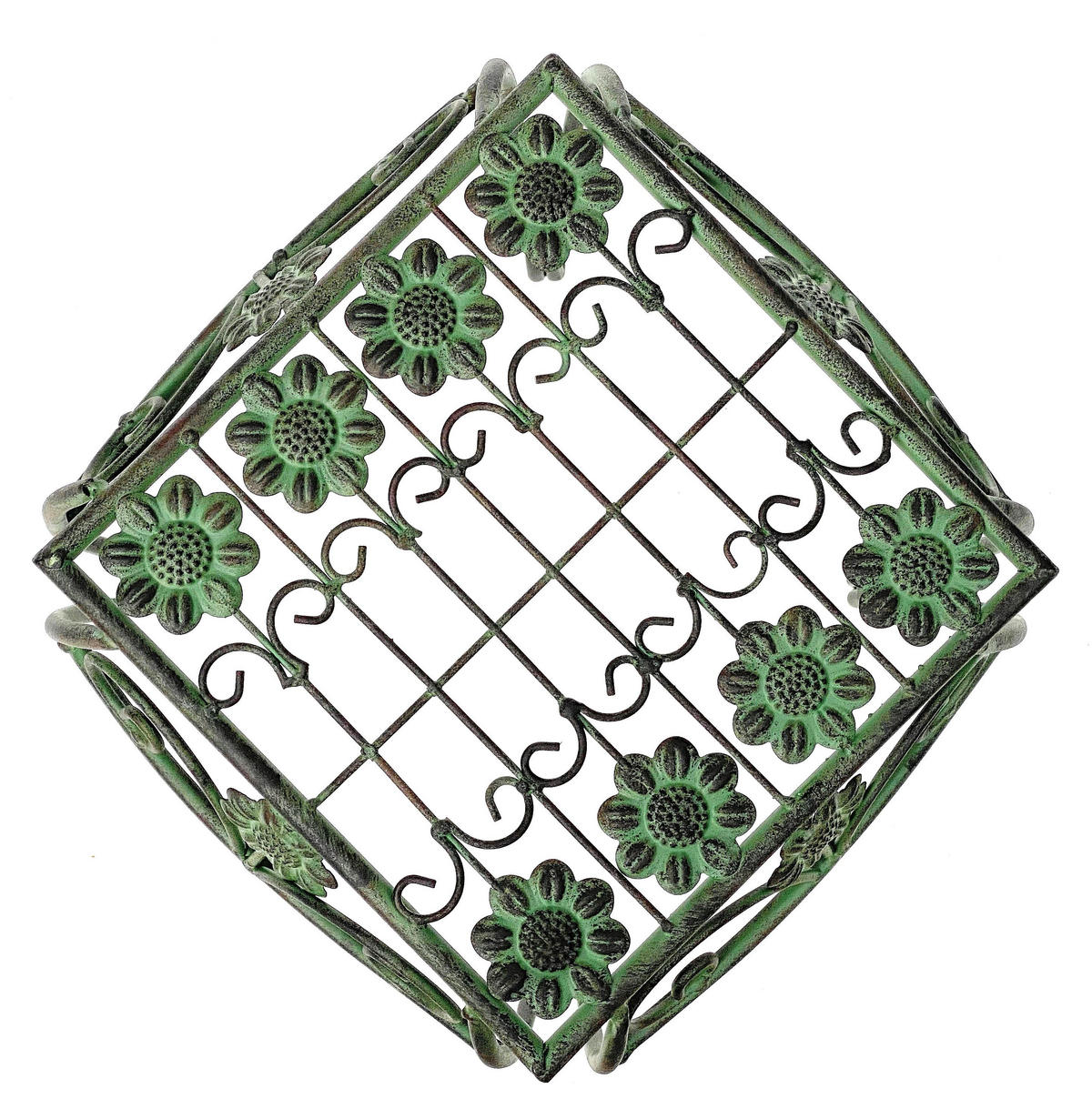 BLUMENHOCKER eckig Metall Grün 29,5/29,5/32 cm - Grün, Metall (29.5/32/29.5cm) - DanDiBo