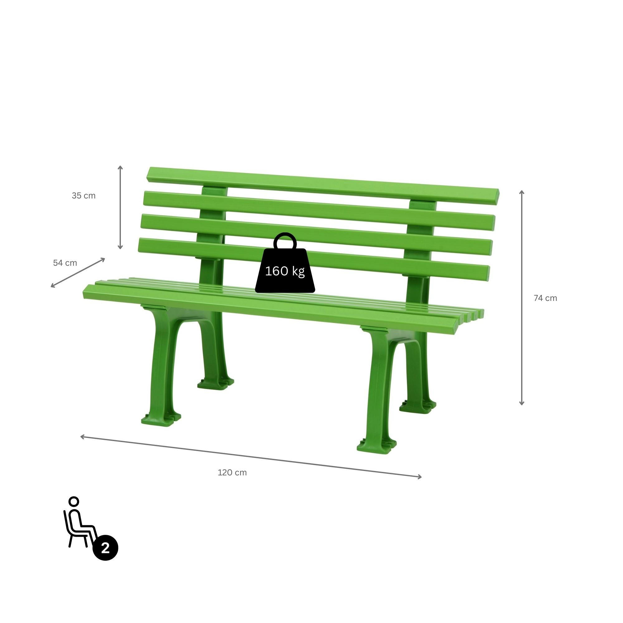 GARTENBANK Antigua 2 Sitzer Apfelgrün 74 x 120 x 54 cm Witterungskunststoff & UV Beständiger Kunststoff - Hellgrün, Kunststoff (120/74/54cm) - PROREGAL