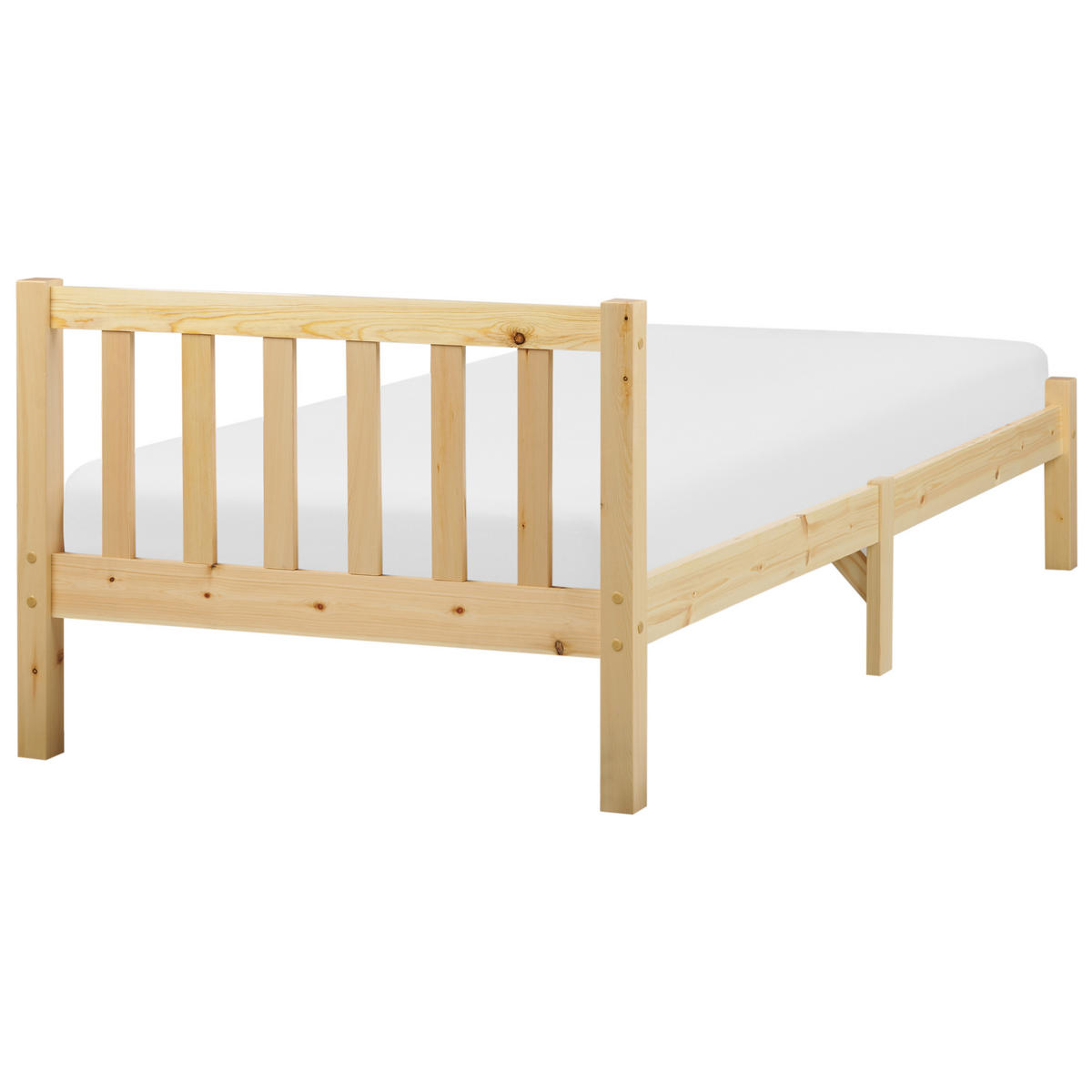BETT mit Lattenrost 90x200 cm Heller Holzfarbton Florac - Hellbraun, Holz (90/200cm) - Beliani
