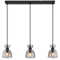 LED PENDELLEUCHTE Metall Glas Grau rauchfarbe - Schwarz, Glas (65/13/120cm) - Globo Lighting