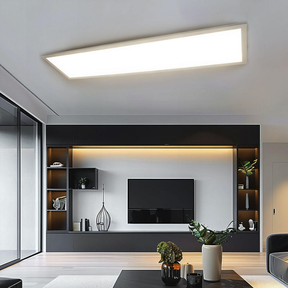 LED AUFBAU PANEL Weiß Aluminium - Weiß, Metall (120/30/5.5cm) - Globo Lighting