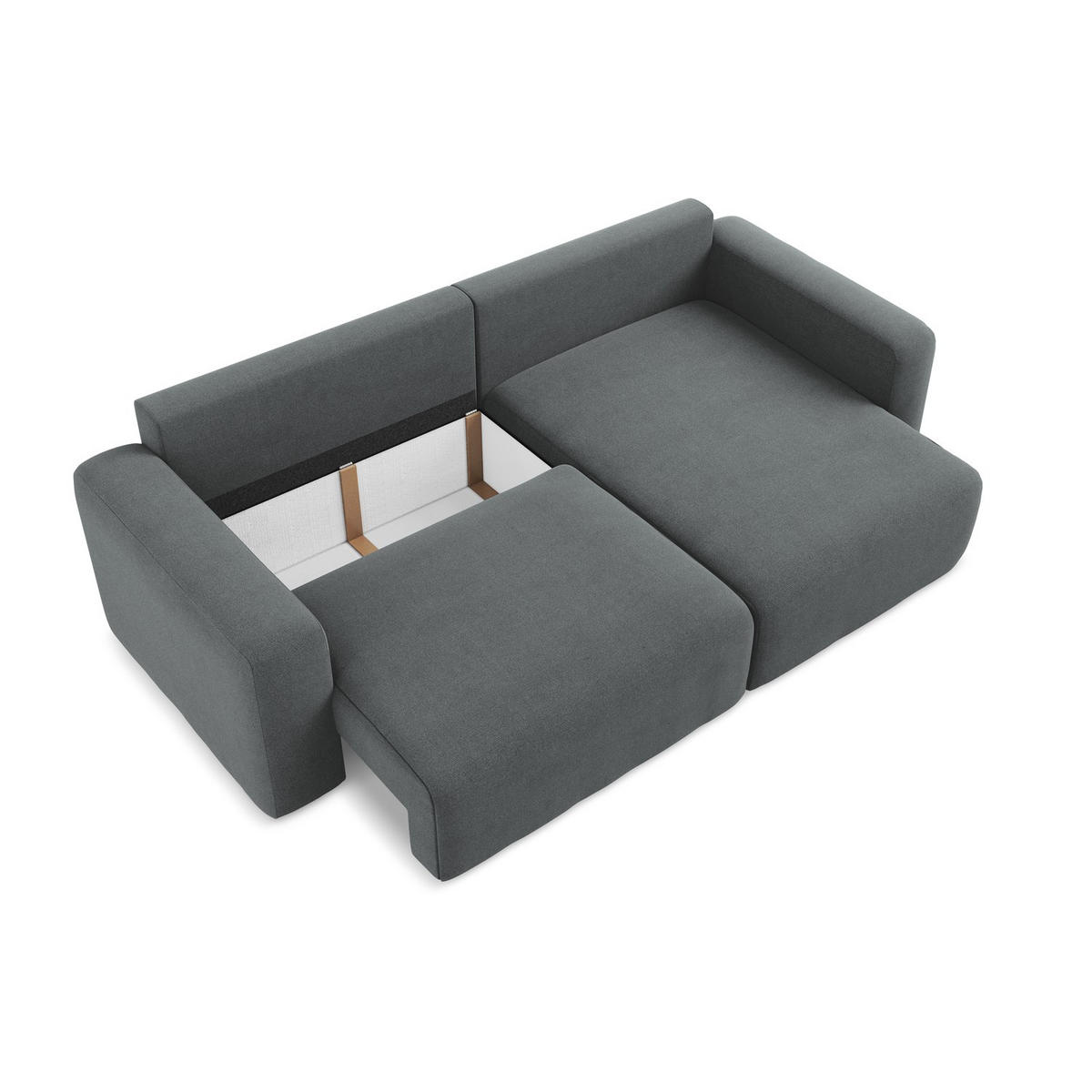 ECKSOFA mit Schlaffunktion rechts Strukturstoff Stoff Grau - Schwarz/Grau, Kunststoff/Textil (244/149cm) - LaMiaSofa