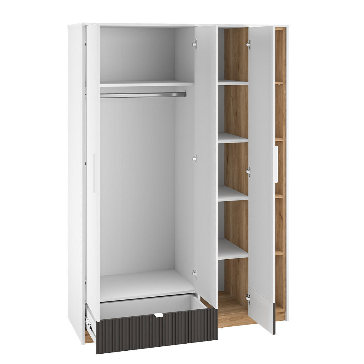 SCHRANK 3 Türen Ronan Weiß - Weiß, Holzwerkstoff (138/196/53cm) - Petits-meubles