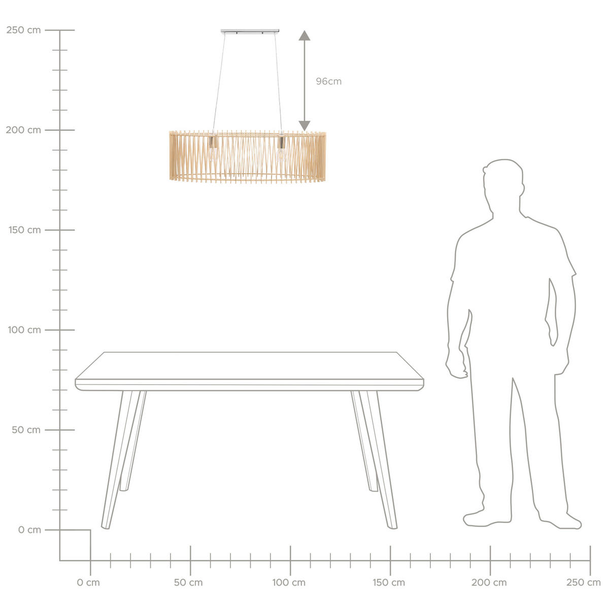 HÄNGELEUCHTE Chari 25/80/124 cm - Hellbraun, Holzwerkstoff (25/80/124cm) - Beliani