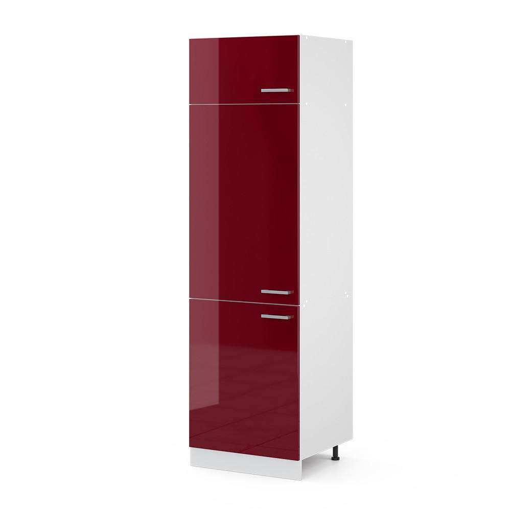 KÜHLUMBAUSCHRANK R-Line Rot Hochglanz 60 cm - Rot/Weiß, Holzwerkstoff (60/206.8/57cm) - Vicco