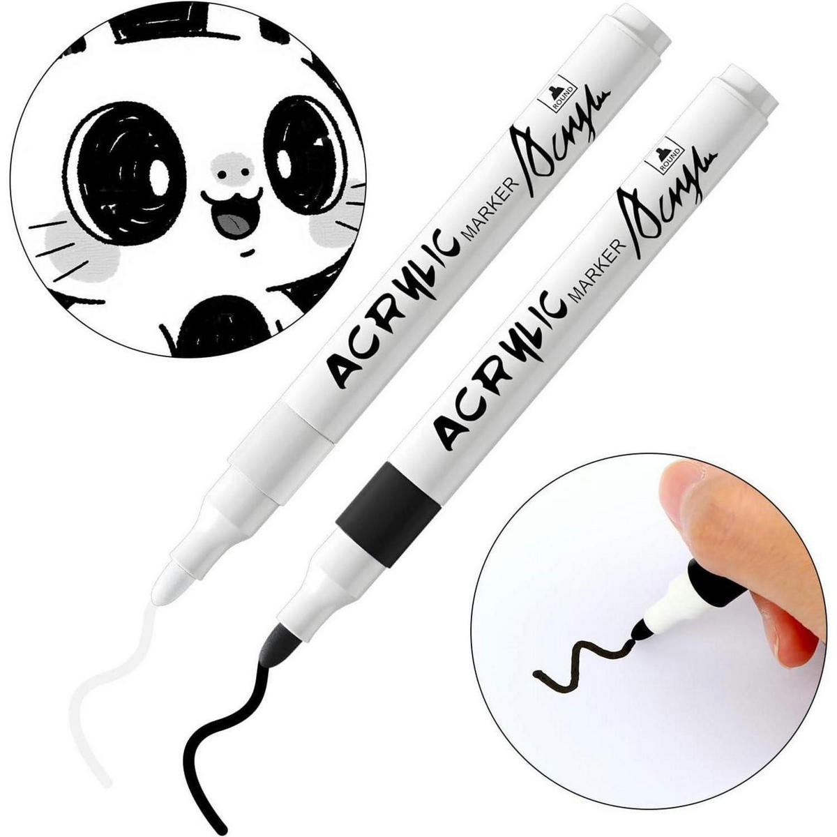 ACRYLMARKER Set 4.0 mm Spitze Schwarz Weiß - Weiß, Kunststoff (1/1/14cm)