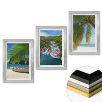 WANDBILDER 3er Set - 20x30 cm Silberner Rahmen - Strand, Boot, Wasserfälle, Palmen - Silberfarben, Kunststoff (20/30cm) - ArtPrintCave