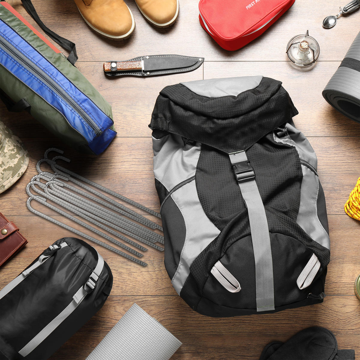 10XZEMNÍ kotva - stříbrná, kov (6.5/45/1cm) - Relaxdays