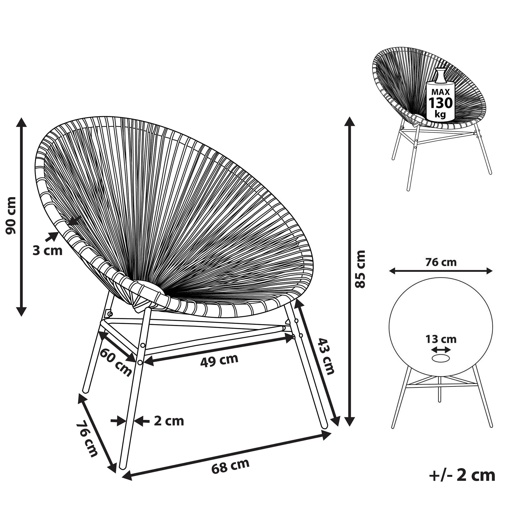 Thumbnail - Beliani Rattanstuhl, Mehrfarbig, Schwarz, Blau, Pink, Kunststoff, 1-Sitzer, 76x85x76 cm, Gartenmöbel, Gartenstühle, Gart...
