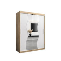 SCHWEBETÜRENSCHRANK 200/150/62 2-türig - Silberfarben/Weiß, Holz/Kunststoff (150/200/62cm) - MÖBEL KRYSPOL