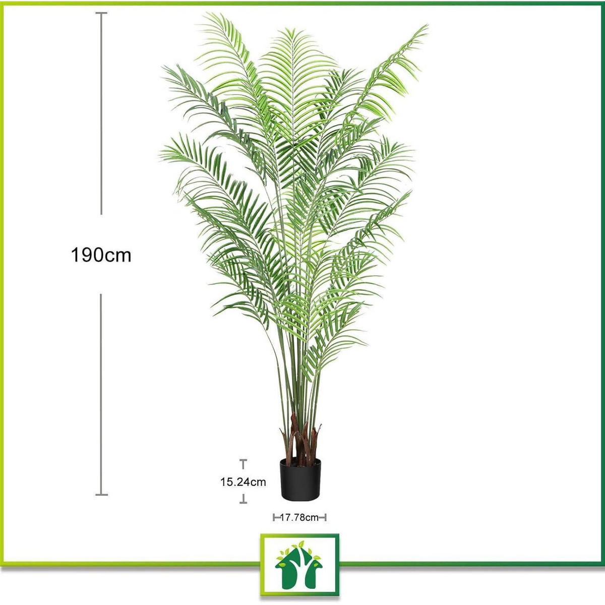 KUNSTPFLANZE Palme 190 cm mit Topf - Grün, Kunststoff (132cm)