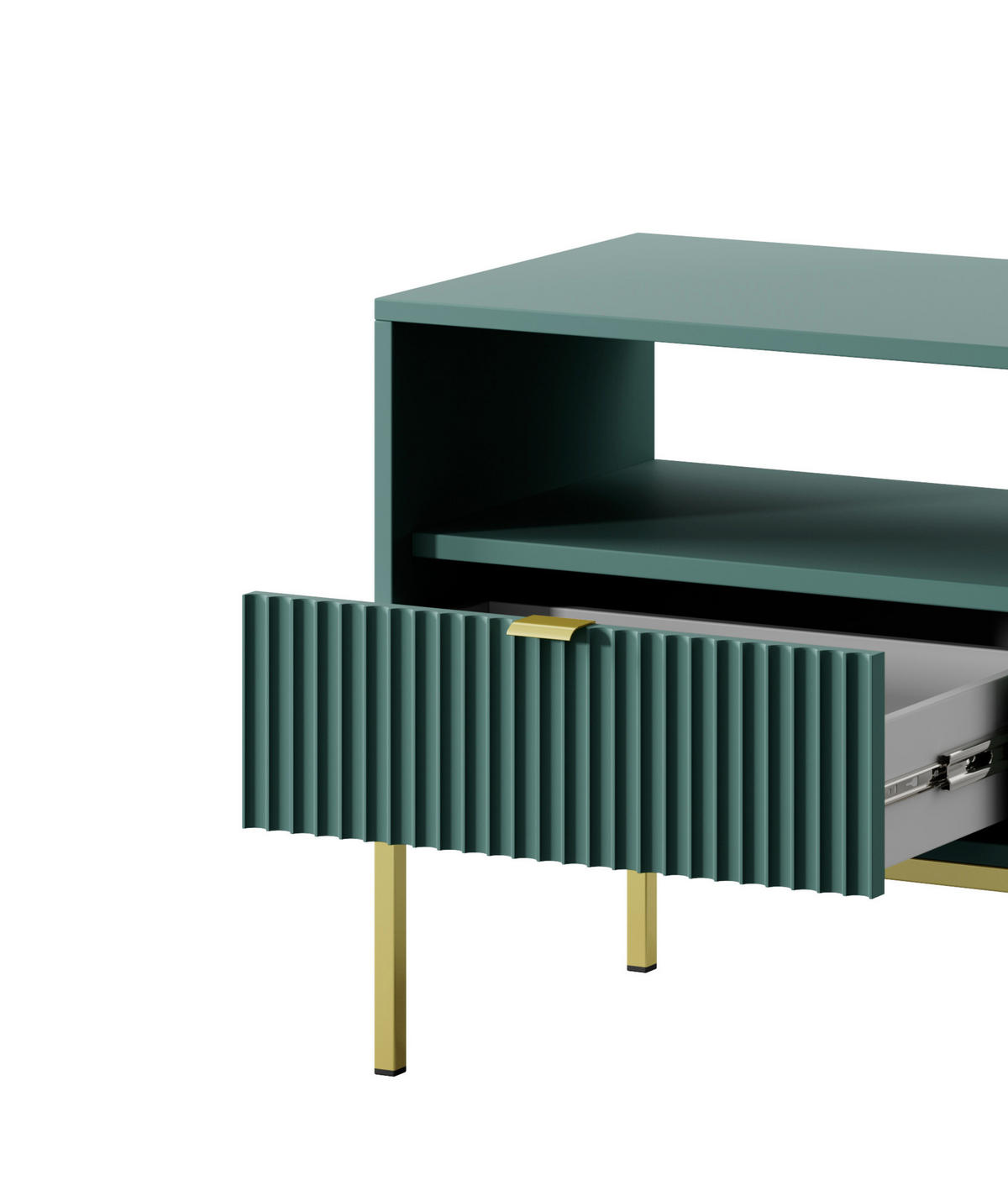 NACHTTISCH Nova - NOC, Geriffelte Front mit Goldenes Griffdesign 54x39x56 cm Lablador - Türkis/Goldfarben, Holzwerkstoff/Kunststoff (54/56/39cm) - DomoHome