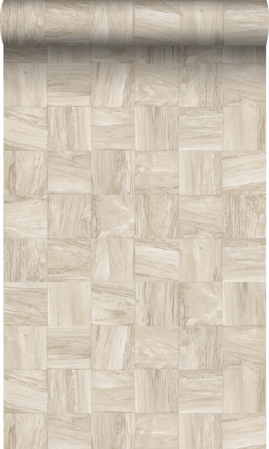 TAPETE quadratische Holzstücke 50 x 900 cm - Beige, Papier (50/900cm) - Origin Wallcoverings