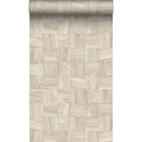 TAPETE quadratische Holzstücke 50 x 900 cm - Beige, Papier (50/900cm) - Origin Wallcoverings