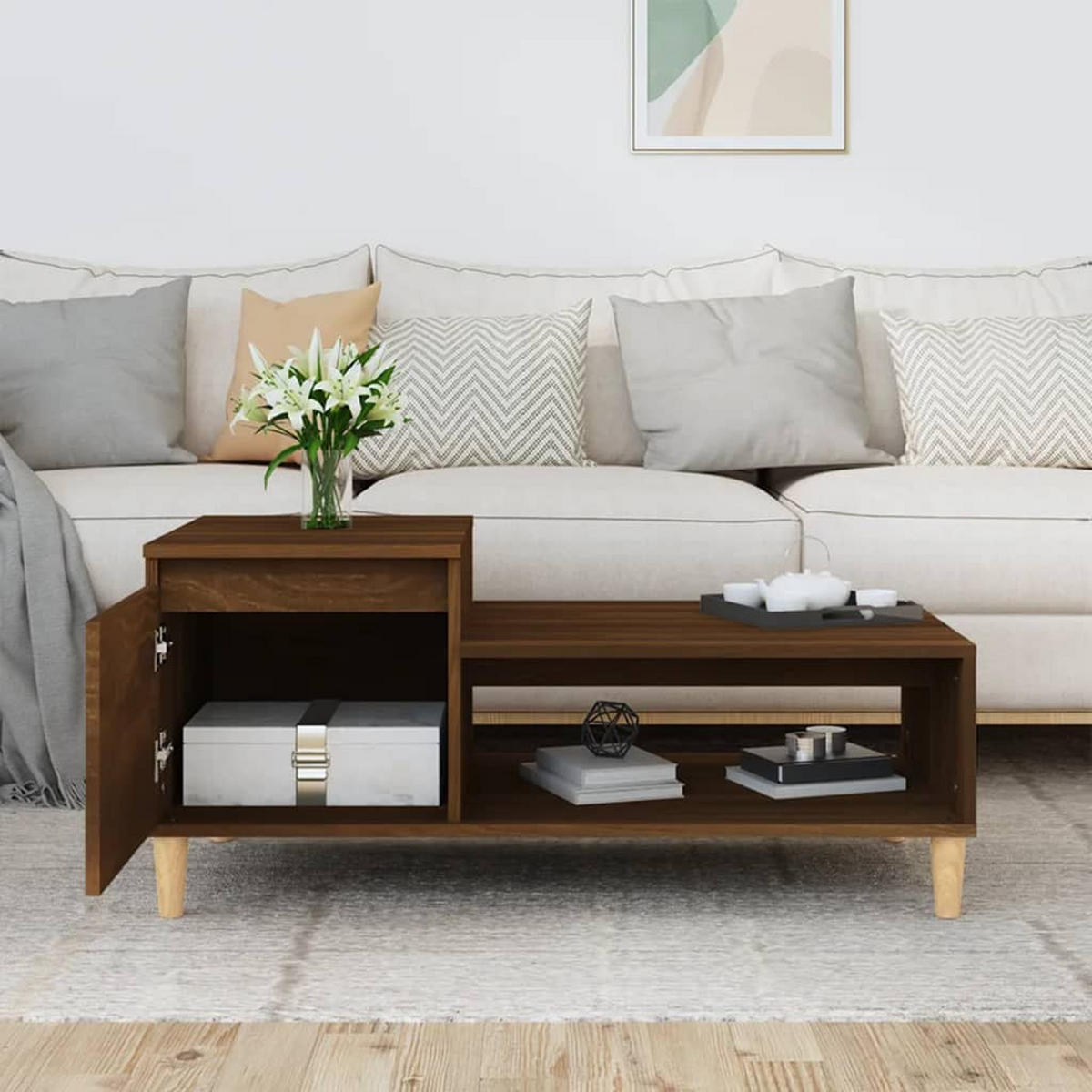 COUCHTISCH Braun Eichen-Optik 100x50x45 cm Holzwerkstoff - Braun, Holzwerkstoff (100/50/45cm) - furnicato
