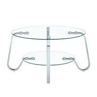 COUCHTISCH mit 2 Ebenen und Metallrahmen aus gehärtetem Glas - Silberfarben, Glas/Metall (80/80/45cm) - EVRYAE