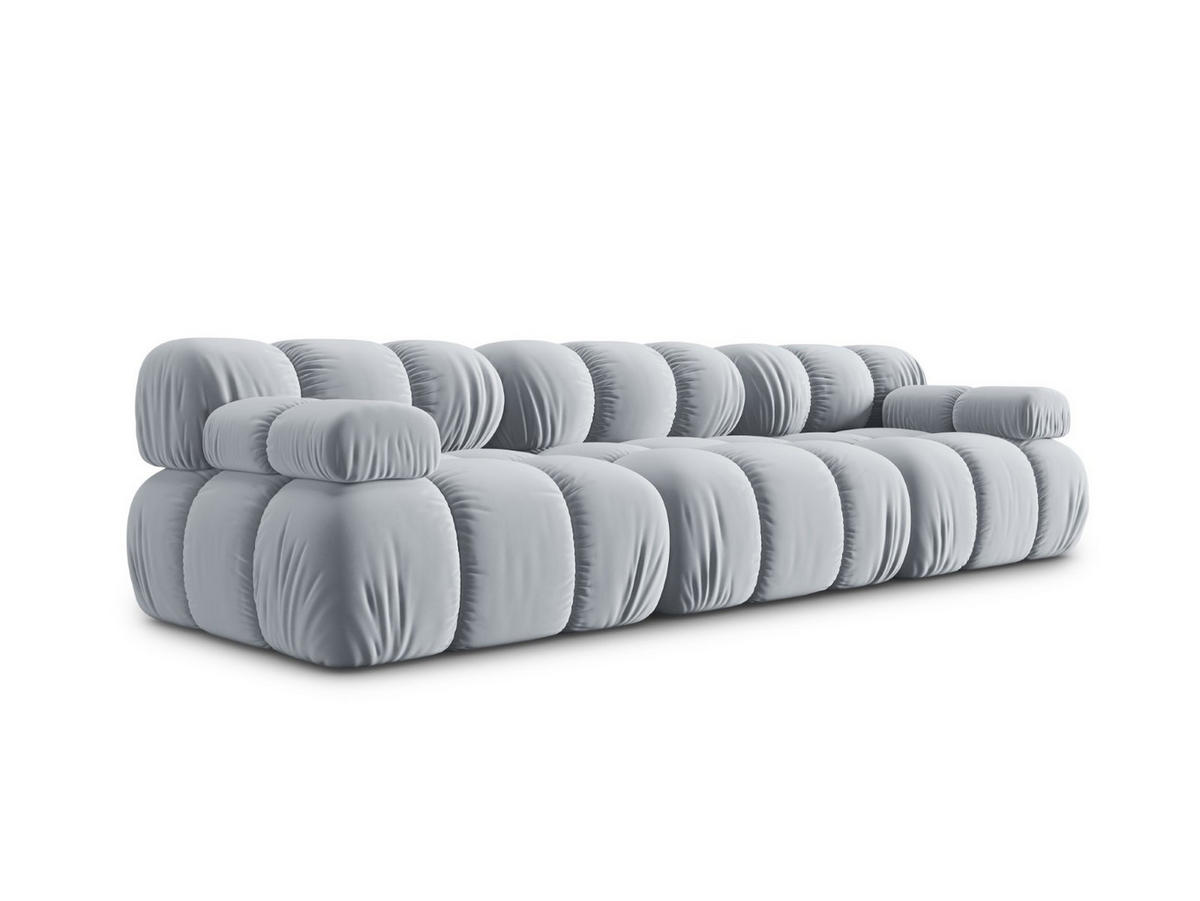 MODULARES-SOFA Bellis aus Samt hellblau 3 Sitzplätze - Hellblau, Textil (94/63/282cm) - Micadoni