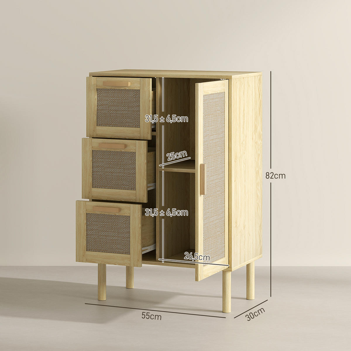 BADEZIMMERSCHRANK DE-17318 - Eichefarben, Holzwerkstoff (30/82/55cm) - ComfortXL