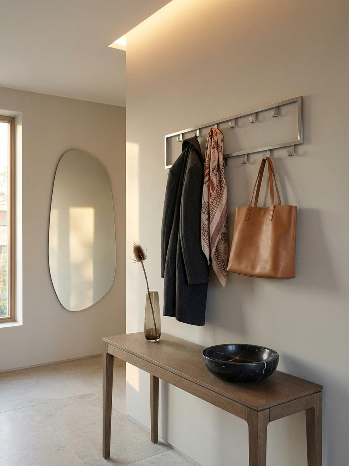 WANDGARDEROBE Metall Silber Modern mit 15 Haken - Silberfarben, Metall (80/20/4cm) - KADIMA DESIGN
