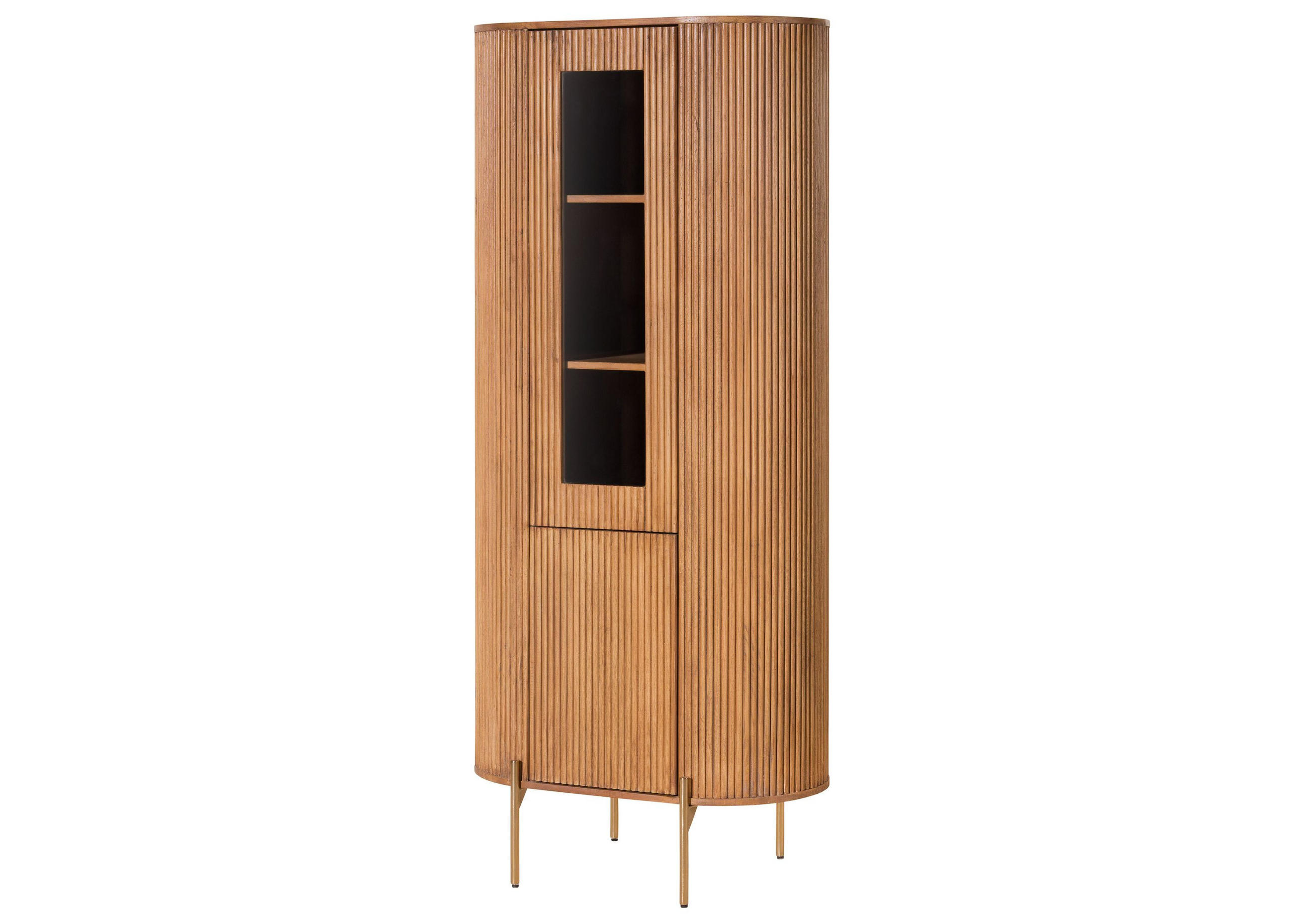 VITRINE Mango 80x45x180 natur lackiert BARCELONA #544 - Naturfarben, Holz (80/180/45cm) - Massivmoebel24