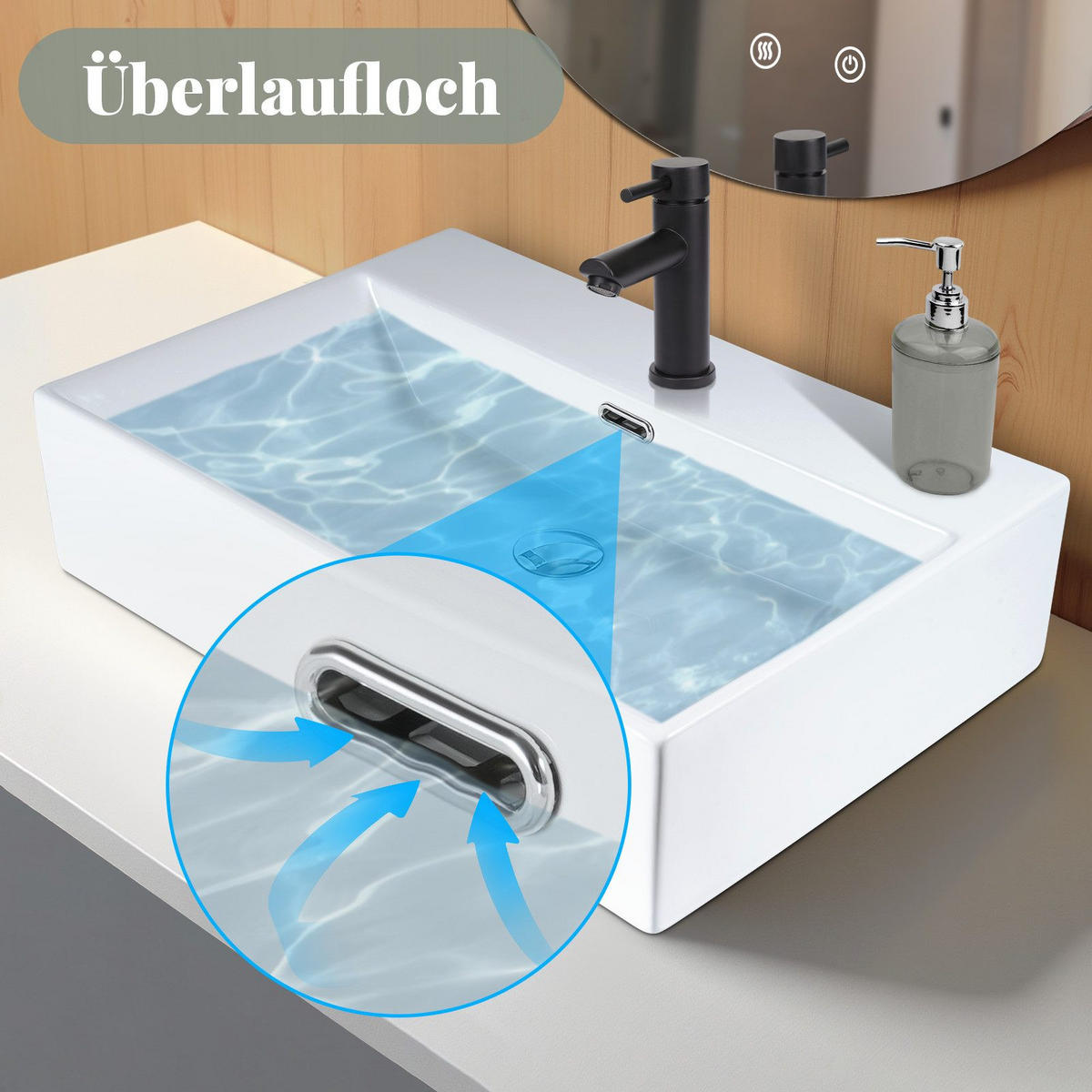 WASCHBECKEN Myxyn 51/42/15 cm - Weiß, Keramik (42/15/51cm) - ZMH
