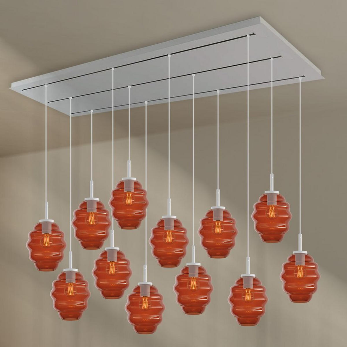 HÄNGELEUCHTE Echos 12-flammig Braun Ø 18cm - Schwarz/Braun, Glas (18/18/20cm) - s.luce