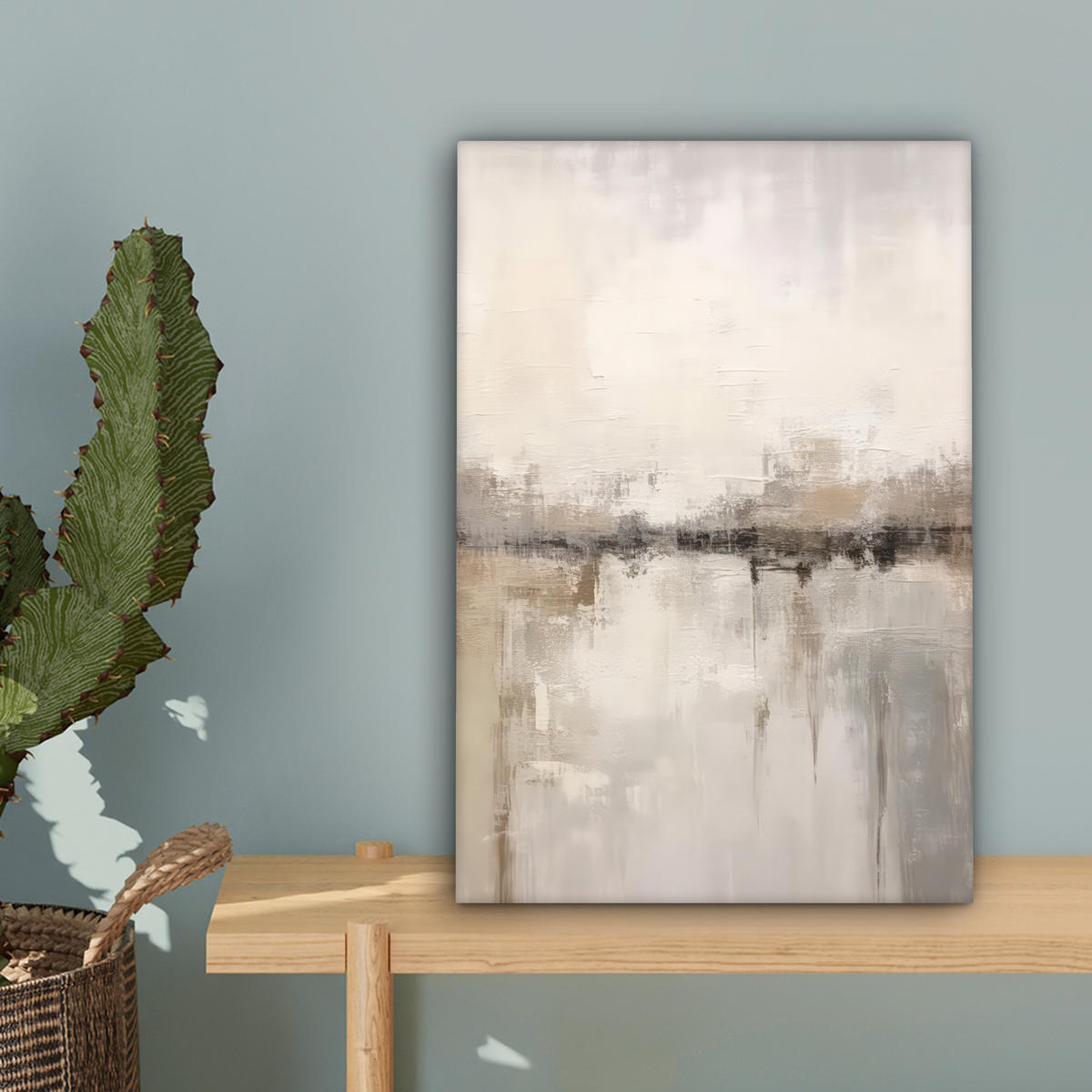 LEINWANDBILD Moderne Kunst - Abstrakt - Beige 20x30 cm - Beige, Textil (20/30cm) - MuchoWow