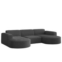 ECKSOFA Designer, Sofa U Form MODENA Stoff Loop Graphit - Graphitfarben, Holz/Textil (299/165cm) - Kaiser Möbel